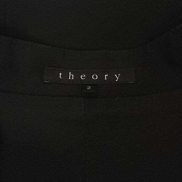 Theory Lanai Collarless Wool Blend Blazer Jacket in Black Size 2 - Picture 7 of 12